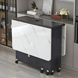 Modern Rectangular Marble Drop Leaf Dining Table Storage Image - 5