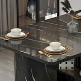 Modern Rectangular Marble Drop Leaf Dining Table Storage Image - 6