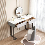 Modern Rectangular Marble Makeup Vanity with LED Mirror Image - 3