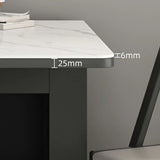 Modern Rectangular Marble Storage Dining Table Wheels Image - 9