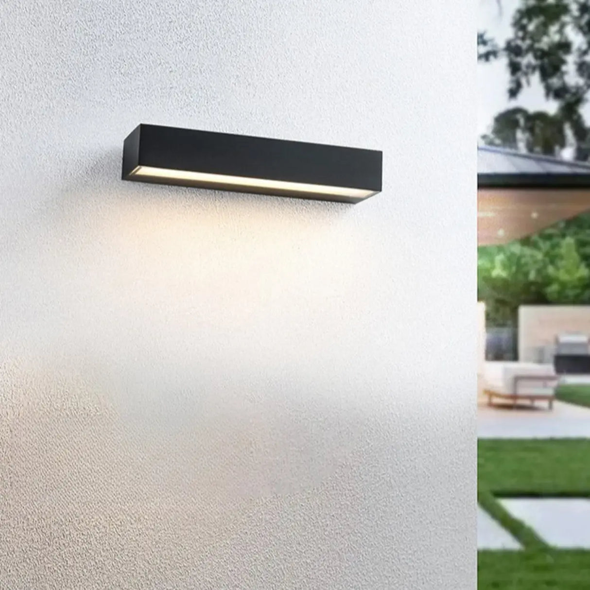 Modern Rectangular Metal Black Outdoor Wall Lights Image - 3