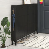 Modern Rectangular Metal Entryway Black Large Shoe Cabinet Image - 3