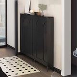 Modern Rectangular Metal Entryway Black Large Shoe Cabinet Image - 8