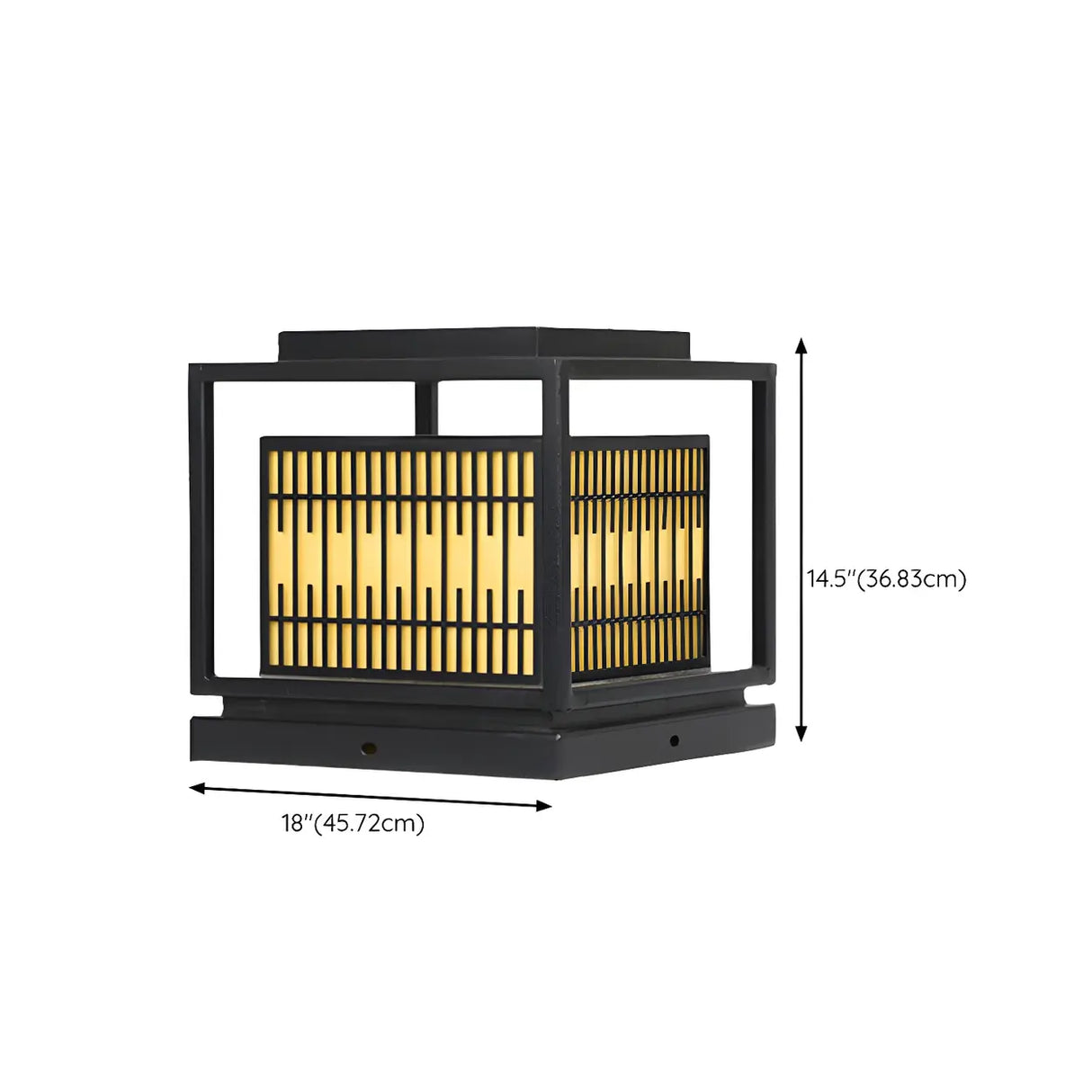 Modern Rectangular Metal Lantern Outdoor Pillar Light 