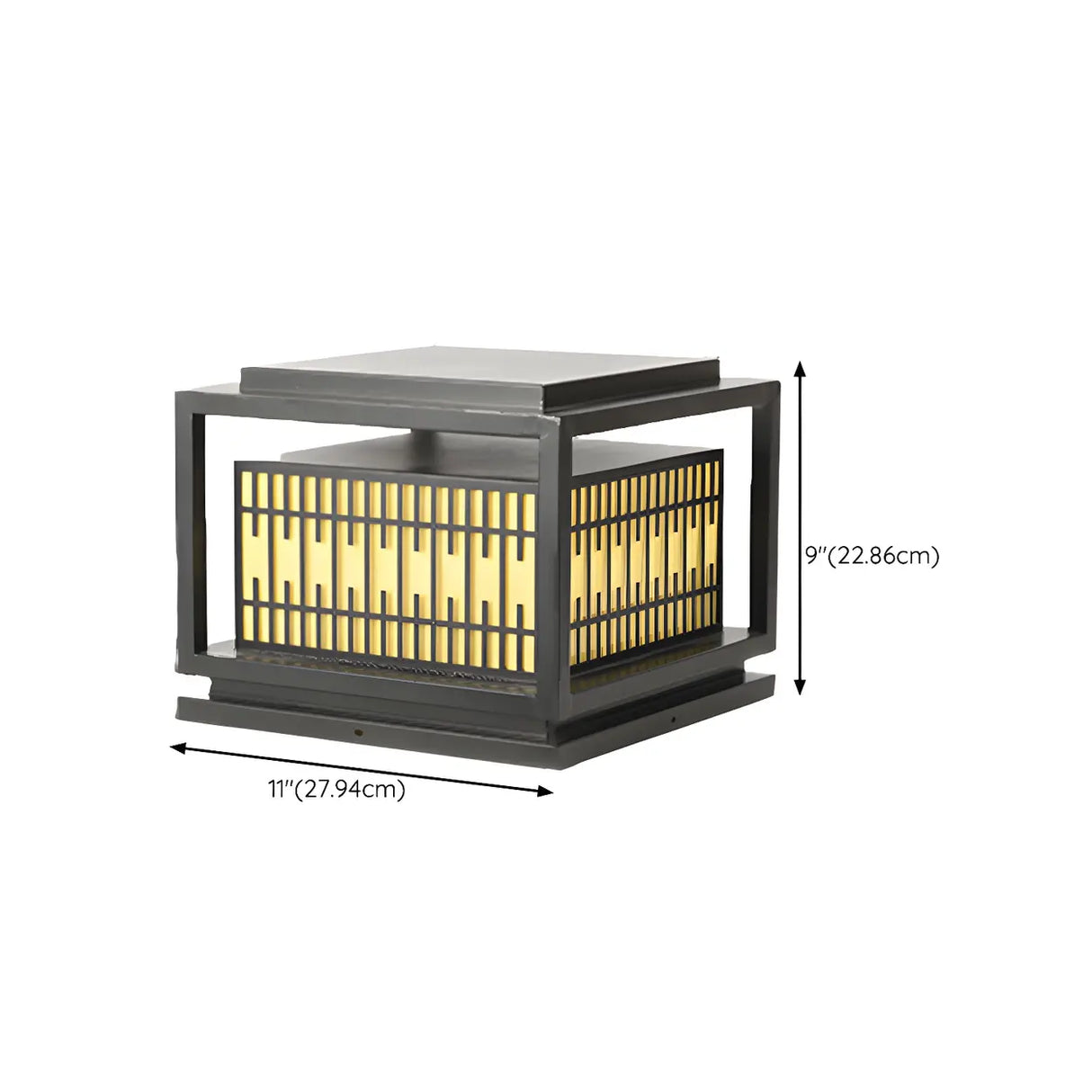 Modern Rectangular Metal Lantern Outdoor Pillar Light Image - 20