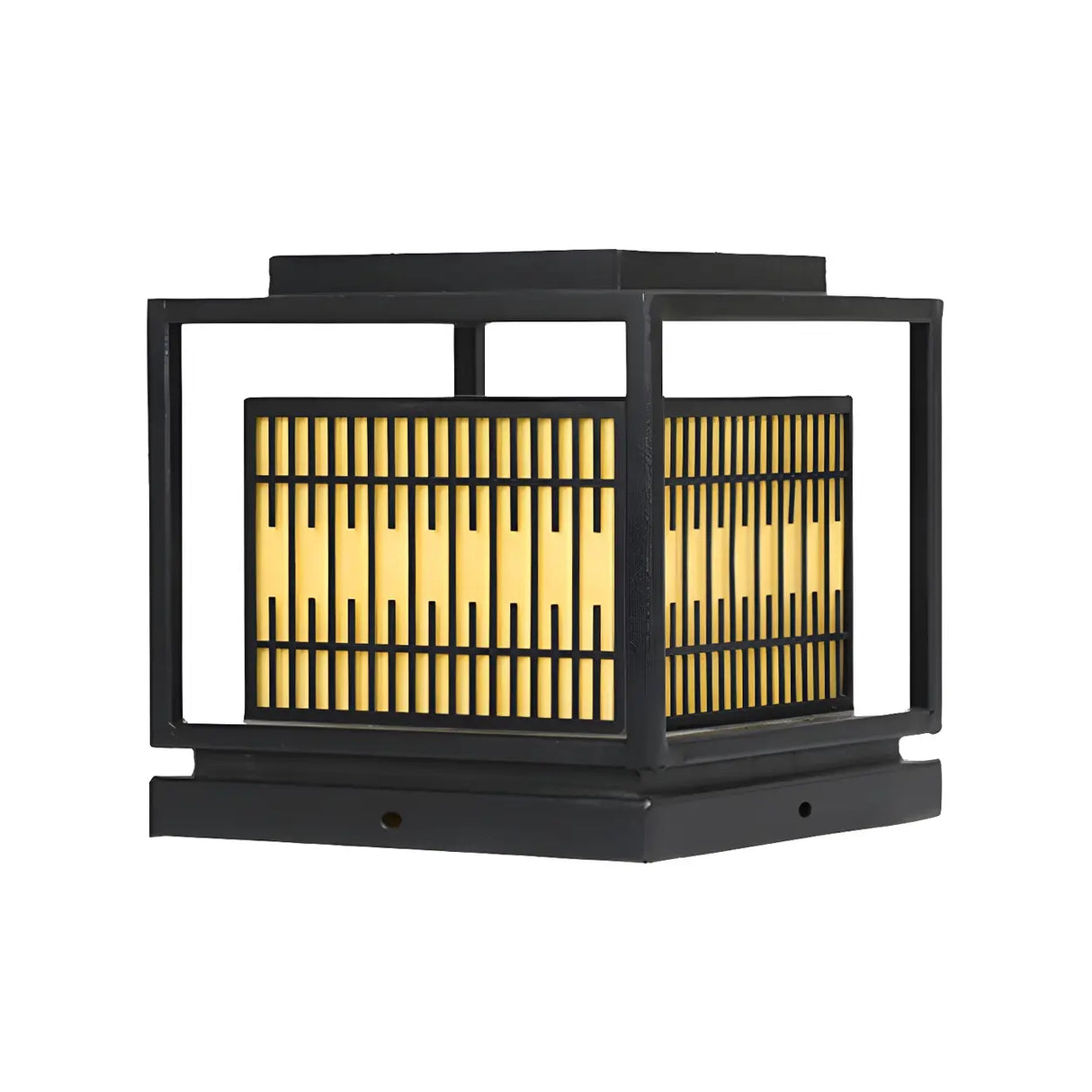 Modern Rectangular Metal Lantern Outdoor Pillar Light Image - 3