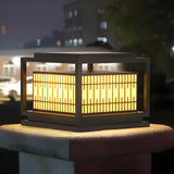 Modern Rectangular Metal Lantern Outdoor Pillar Light Image - 4