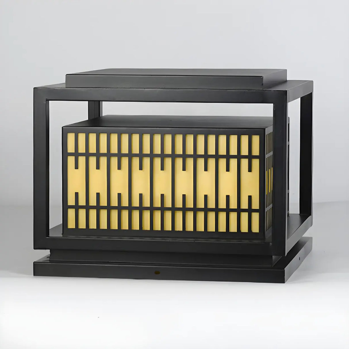 Modern Rectangular Metal Lantern Outdoor Pillar Light Image - 9