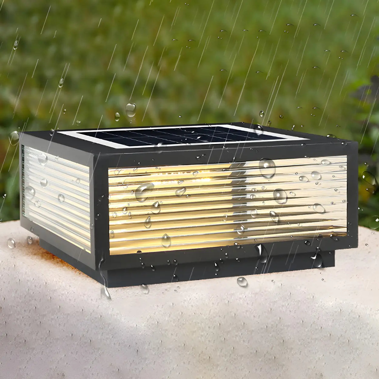 Modern Rectangular Metal Outdoor Garden Post Light Image - 5