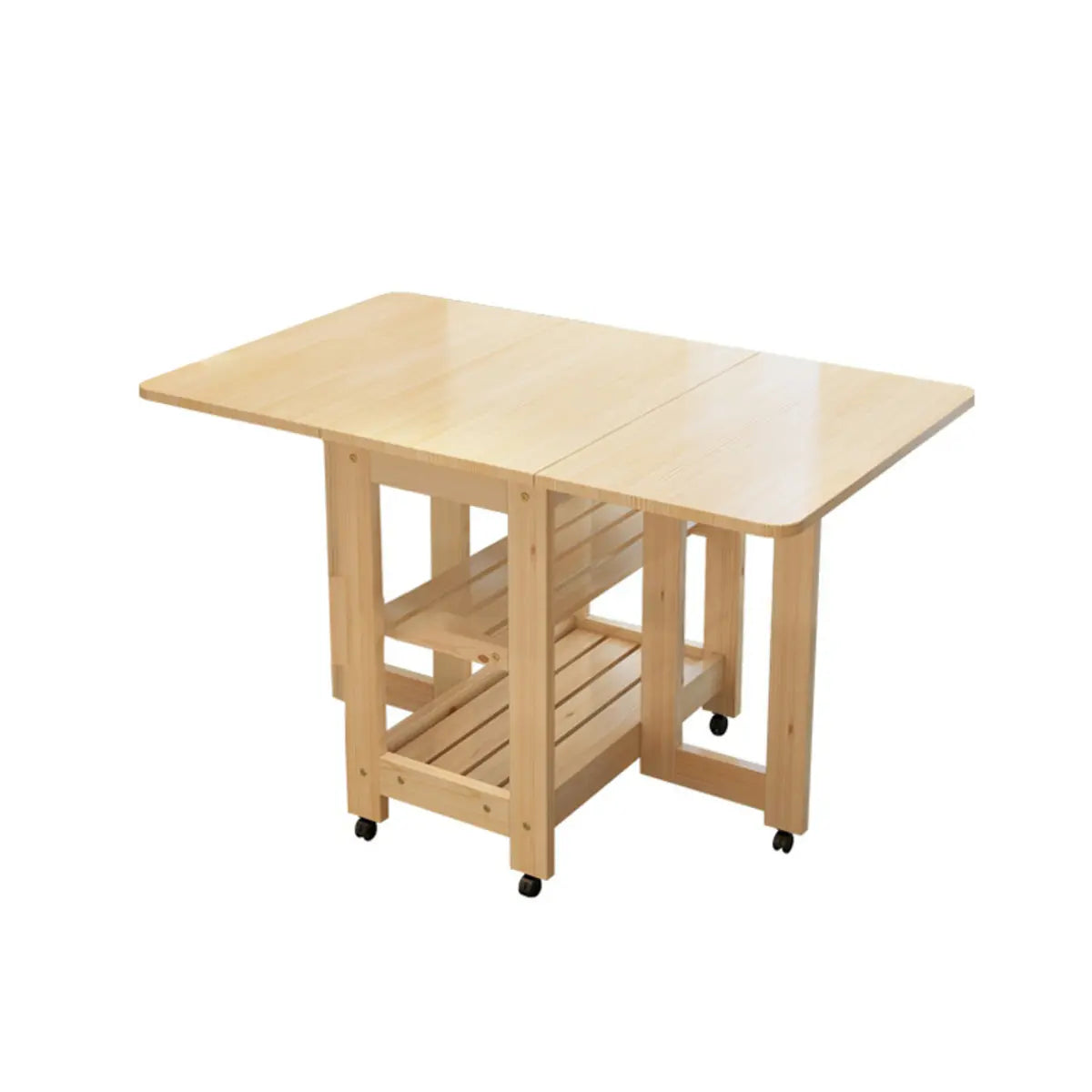 Modern Rectangular Pine Kitchen Dining Table Collapsible Image - 11