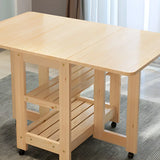 Modern Rectangular Pine Kitchen Dining Table Collapsible Image - 12