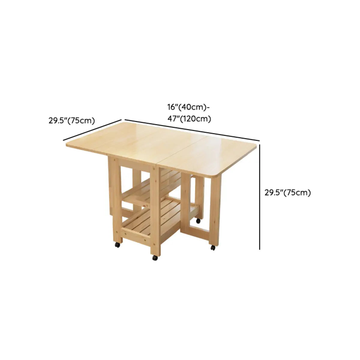 Modern Rectangular Pine Kitchen Dining Table Collapsible 