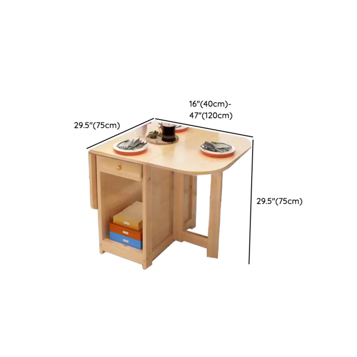 Modern Rectangular Pine Kitchen Dining Table Collapsible Image - 16