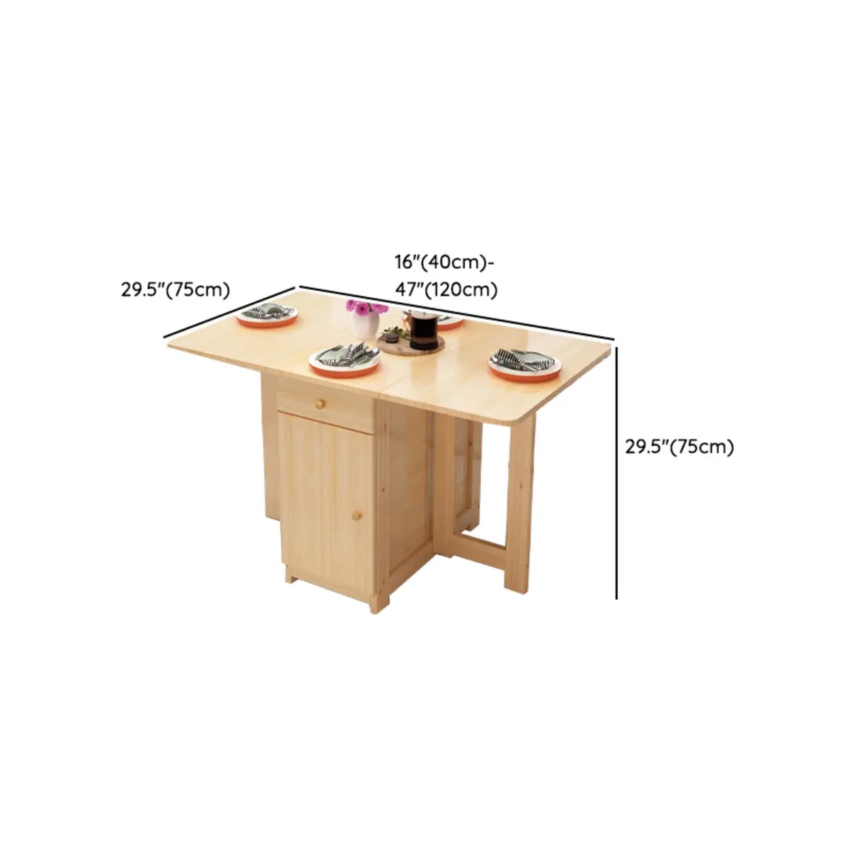 Modern Rectangular Pine Kitchen Dining Table Collapsible Image - 17