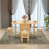 Modern Rectangular Pine Kitchen Dining Table Collapsible Image - 3