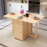 Modern Rectangular Pine Kitchen Dining Table Collapsible Image - 4