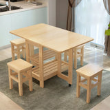 Modern Rectangular Pine Kitchen Dining Table Collapsible Image - 7