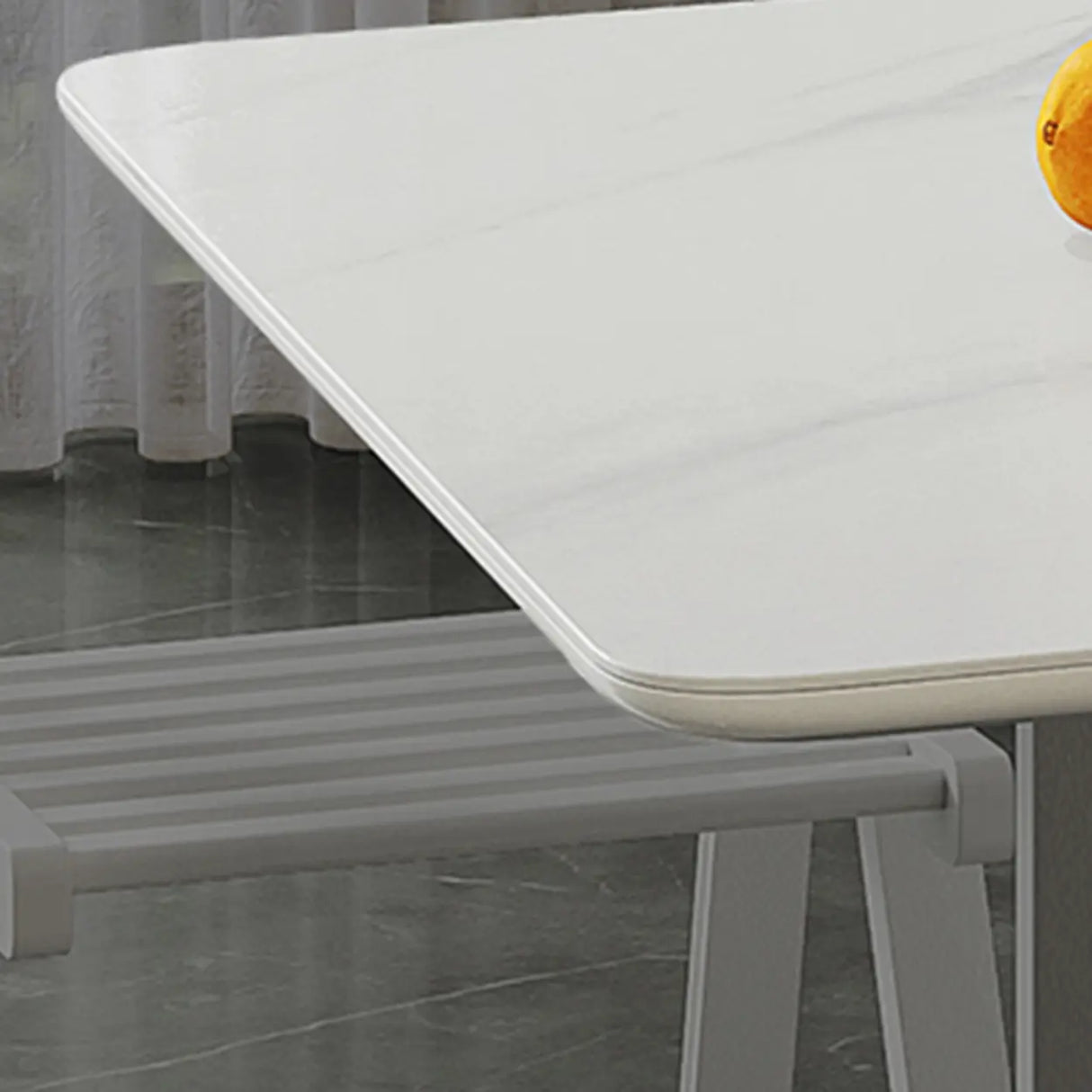 Modern Rectangular Stone Dining Table White Extendable Image - 11