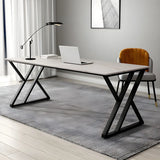 Modern Rectangular Stone Top Metal Sled Gaming Desk Image - 2