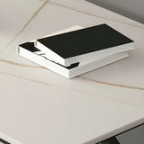 Modern Rectangular Stone Top Metal Sled Gaming Desk Image - 6