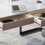 Modern Rectangular Storage Drawers Stone Computer Desk Image - 10