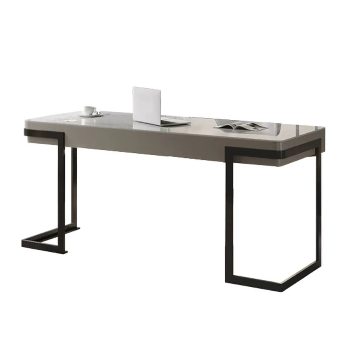 Modern Rectangular Storage Drawers Stone Computer Desk Image - 2