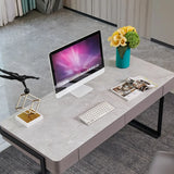 Modern Rectangular Storage Drawers Stone Computer Desk Image - 8