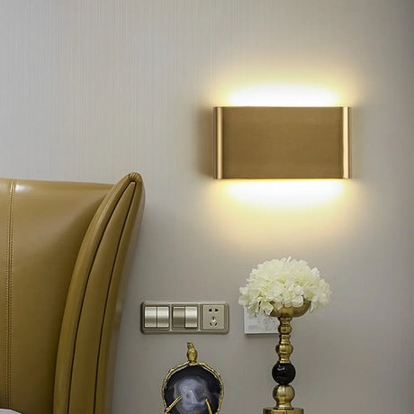 Modern Rectangular Wall Light Outdoor Gold 2 Lights Image - 1