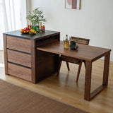 Modern Rectangular Walnut Kitchen Island with Drawer Image - 1