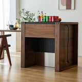 Modern Rectangular Walnut Kitchen Island with Drawer Image - 2