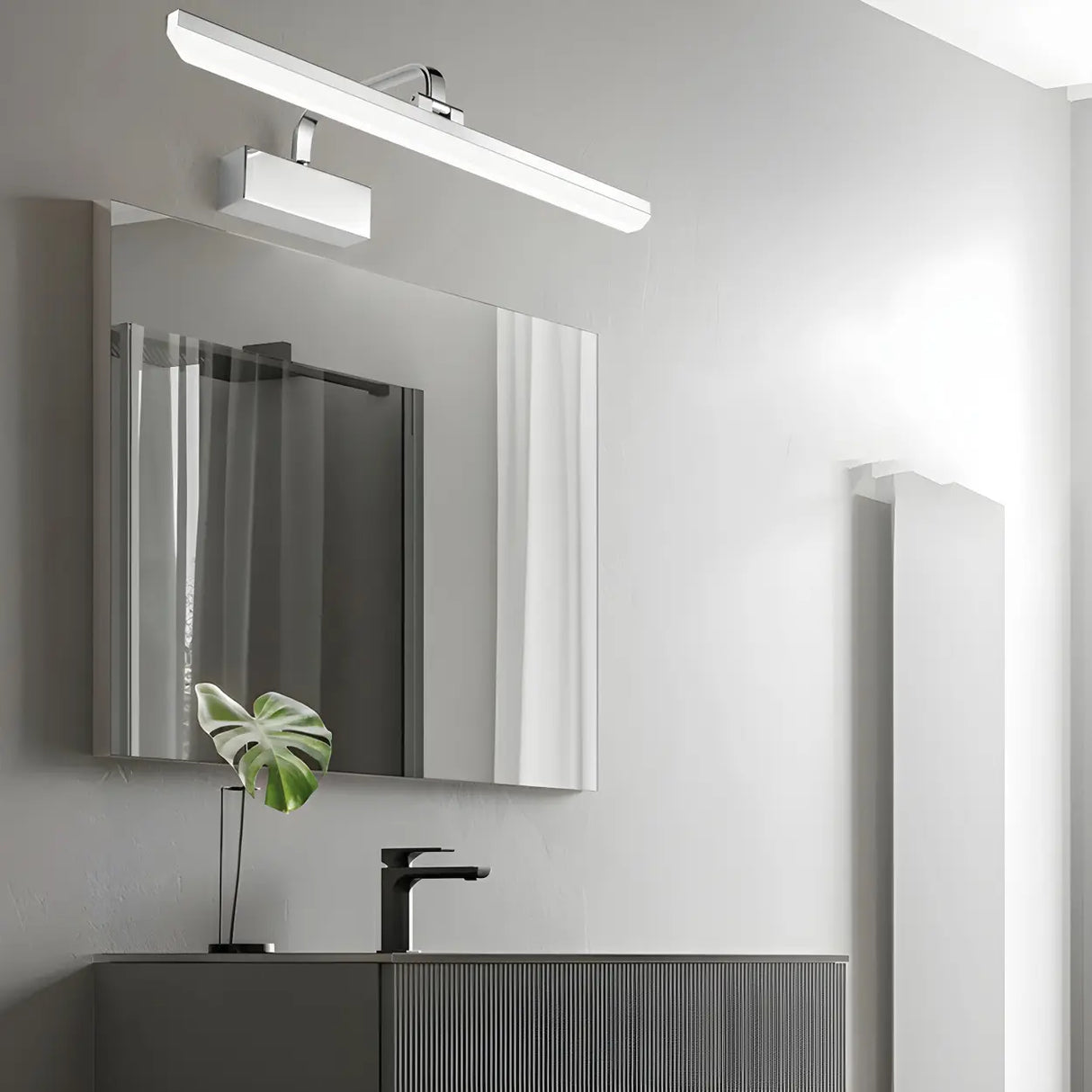 Modern Rectangular White Bathroom LED Vanity Light Image - 19