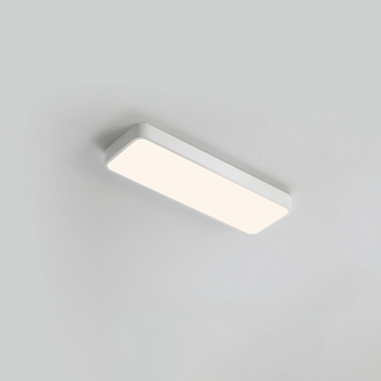 Modern Rectangular White LED Flush Mount Ceiling Light Image - 14