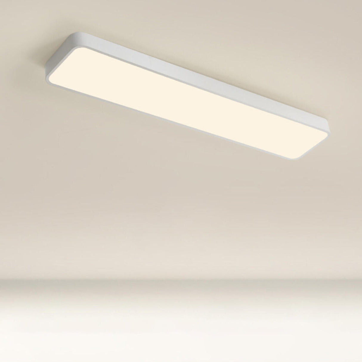 Modern Rectangular White LED Flush Mount Ceiling Light Image - 7