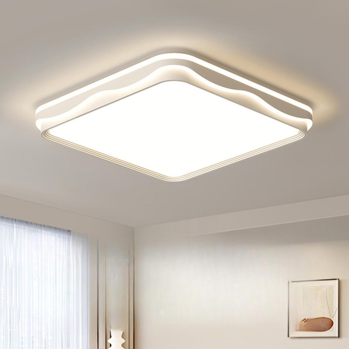 Modern Rectangular White LED Flush Mount Light Image - 6