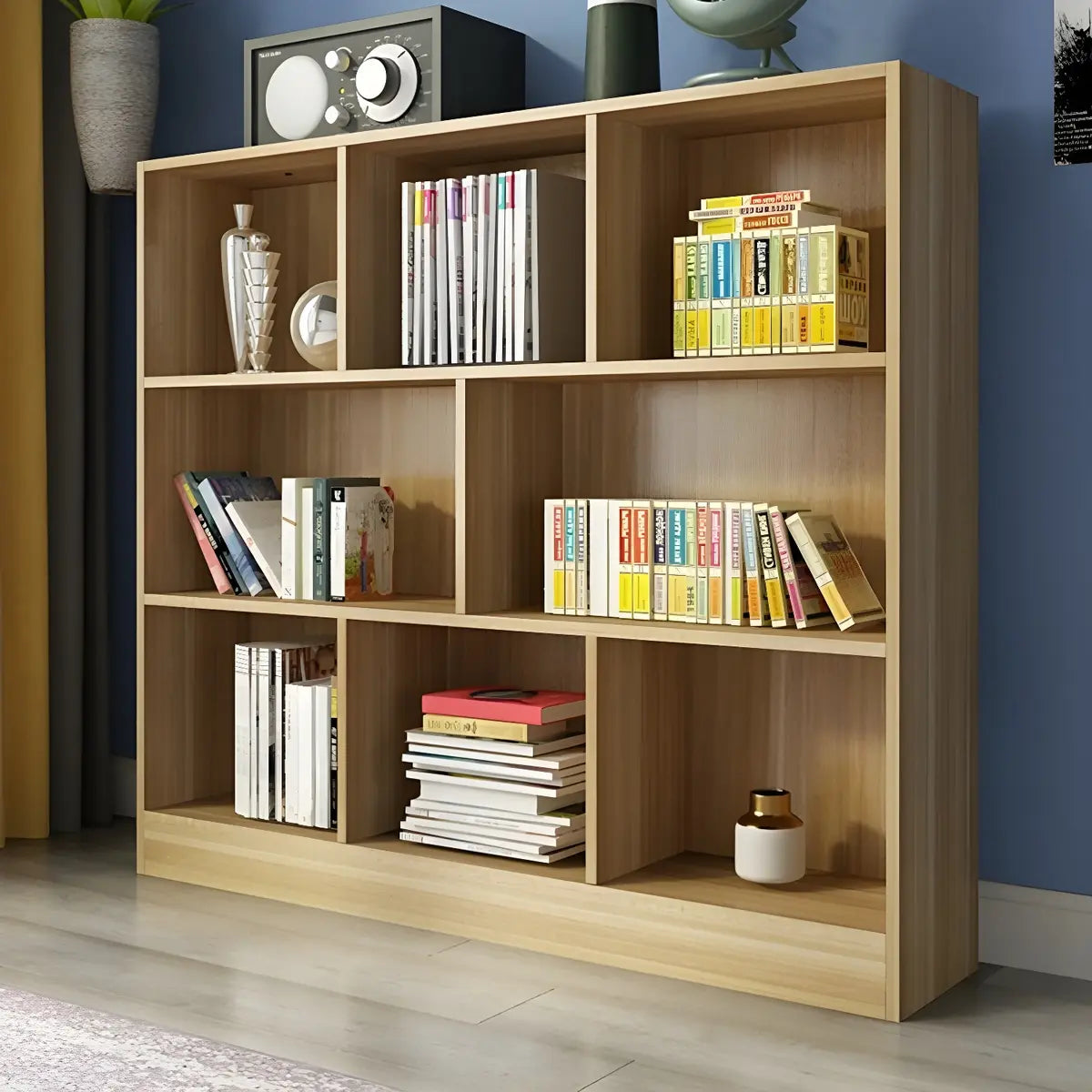 Modern Rectangular White Standard Wood Storage Bookcase Image - 12