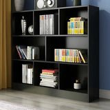 Modern Rectangular White Standard Wood Storage Bookcase Image - 16