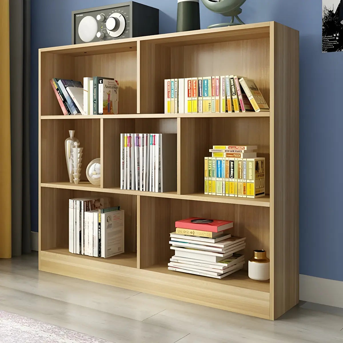 Modern Rectangular White Standard Wood Storage Bookcase Image - 19