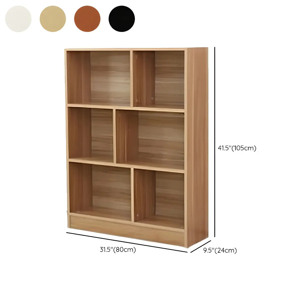 Modern Rectangular White Standard Wood Storage Bookcase 