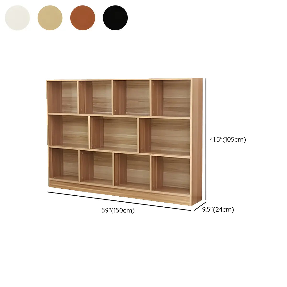 Modern Rectangular White Standard Wood Storage Bookcase Image - 25