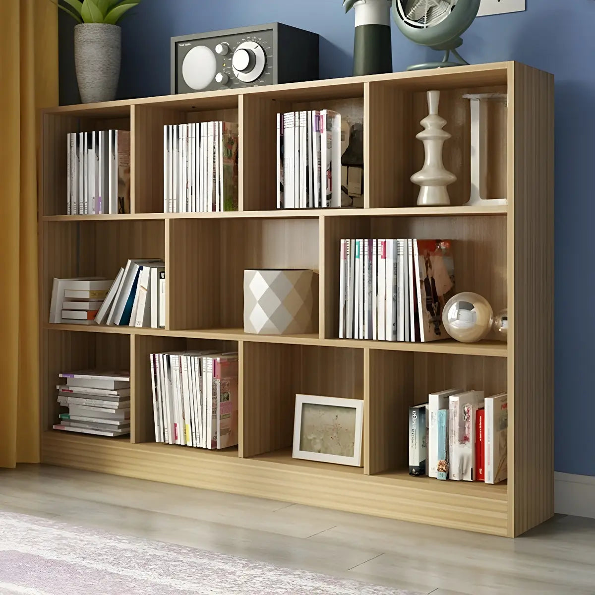 Modern Rectangular White Standard Wood Storage Bookcase Image - 4