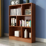 Modern Rectangular White Standard Wood Storage Bookcase Image - 5