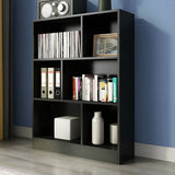 Modern Rectangular White Standard Wood Storage Bookcase Image - 7