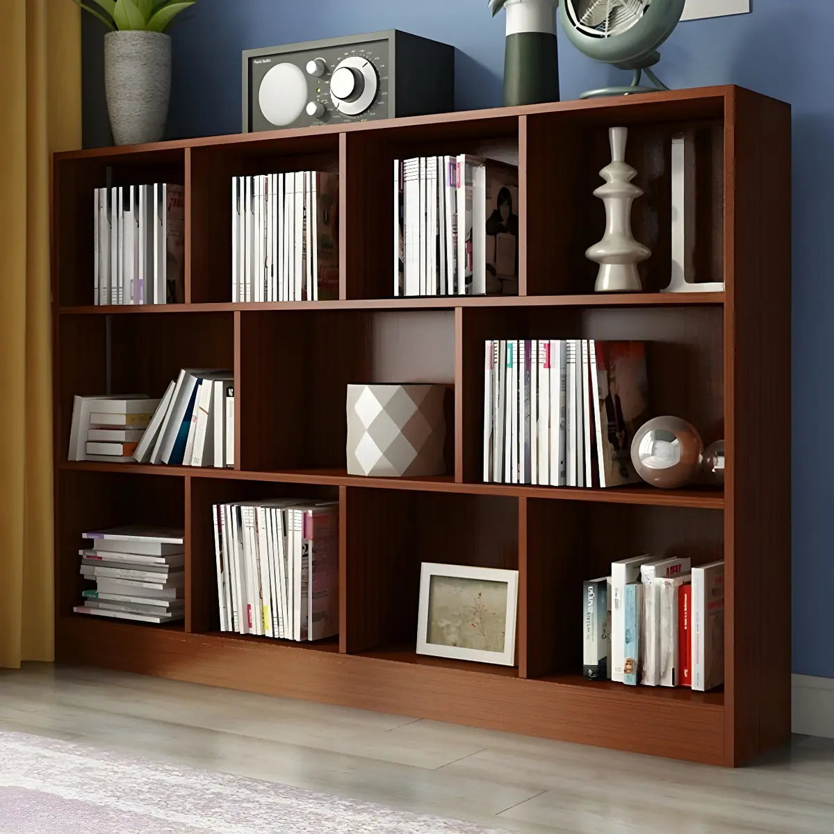 Modern Rectangular White Standard Wood Storage Bookcase Image - 8