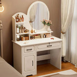 Modern Rectangular Wood Bedroom White Mirror Makeup Vanity Image - 2