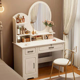 Modern Rectangular Wood Bedroom White Mirror Makeup Vanity Image - 6