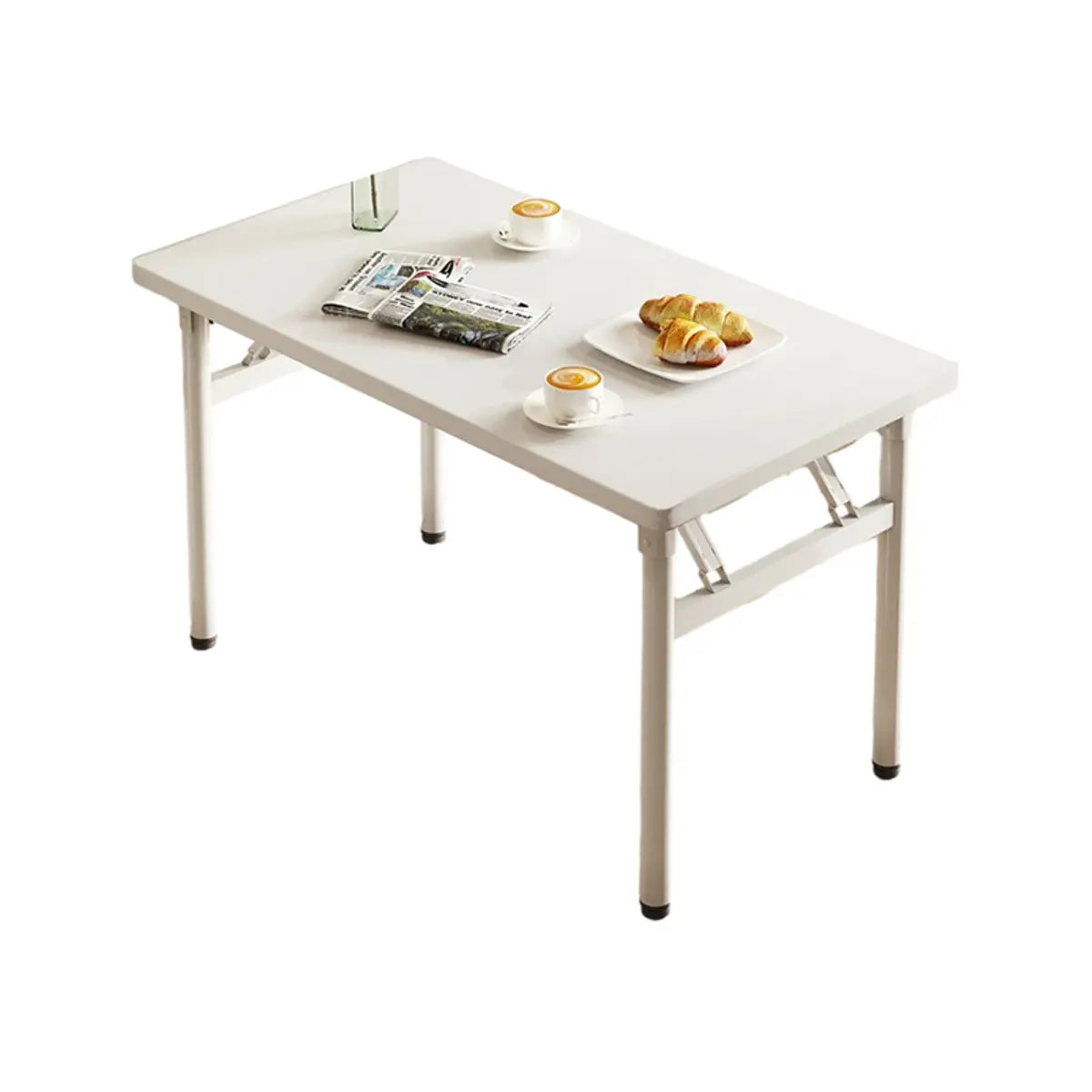 Modern Rectangular Wood Folding Dining Table White Image - 7