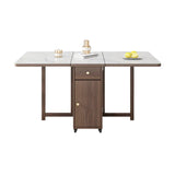 Modern Rectangular Wood Marble Dining Table White Storage Image - 6