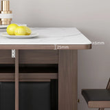 Modern Rectangular Wood Marble Dining Table White Storage Image - 7