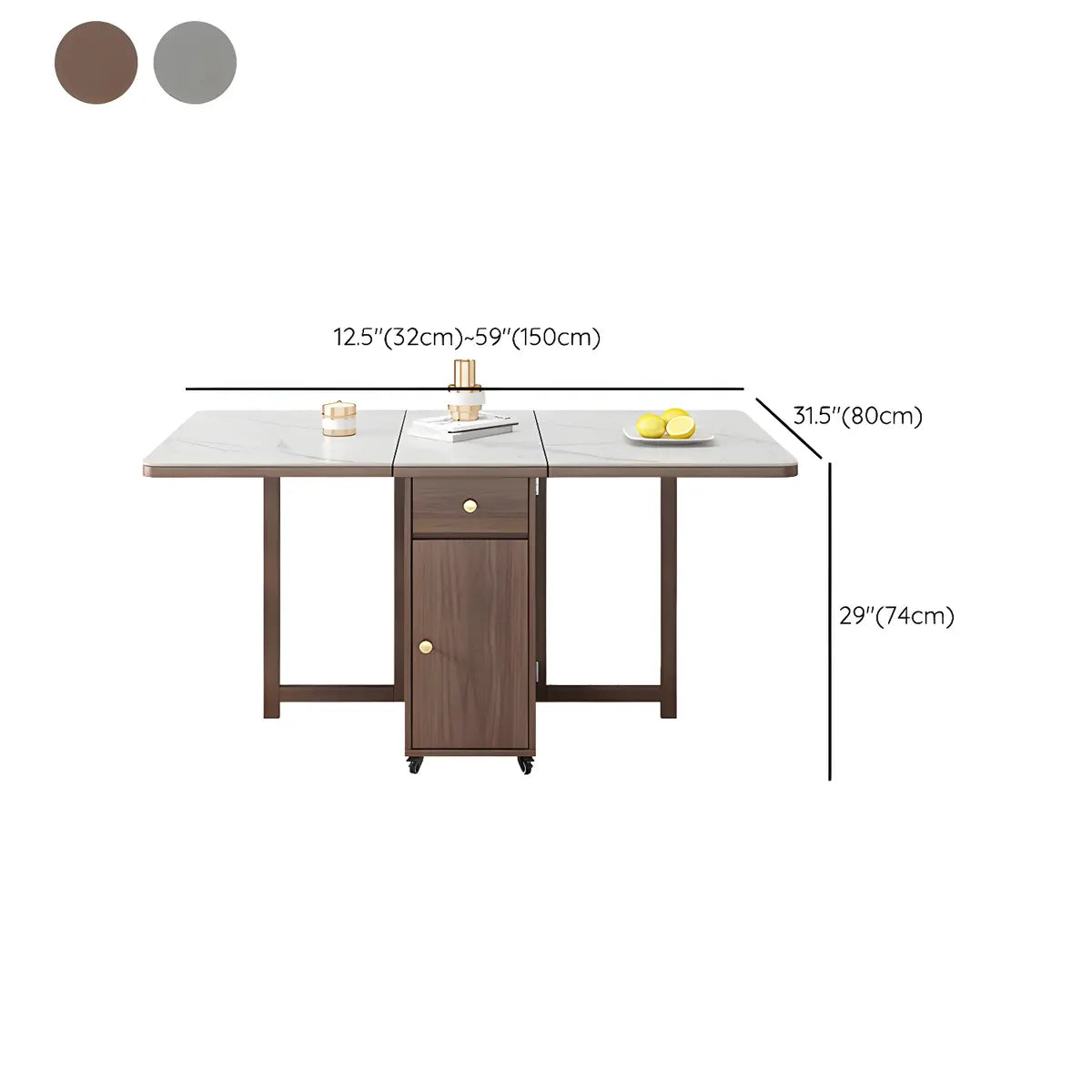 Modern Rectangular Wood Marble Dining Table White Storage 