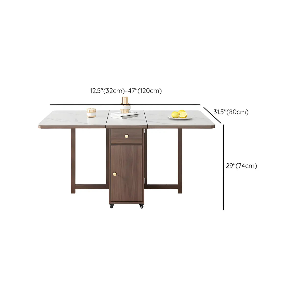 Modern Rectangular Wood Marble Dining Table White Storage Image - 9